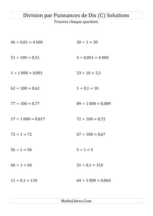 Division de nombres entiers par puissances de dix (forme standard) (C) page 2