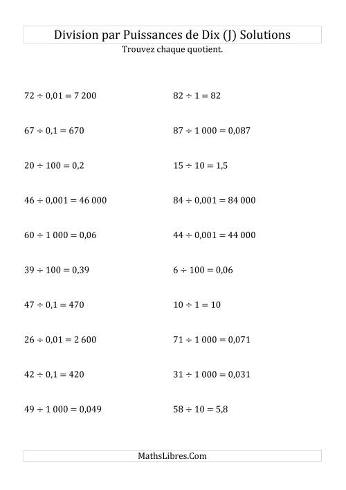 Division de nombres entiers par puissances de dix (forme standard) (J) page 2