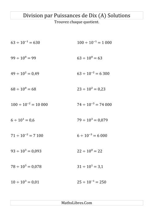 Division de nombres entiers par puissances de dix (forme exposant) (Tout) page 2