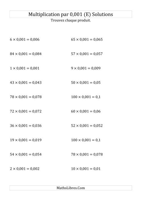 Multiplication de nombres entiers par 0,001 (E) page 2