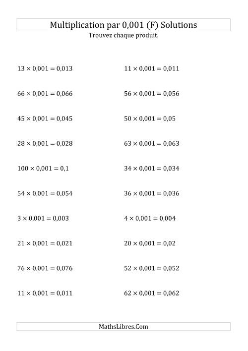 Multiplication de nombres entiers par 0,001 (F) page 2