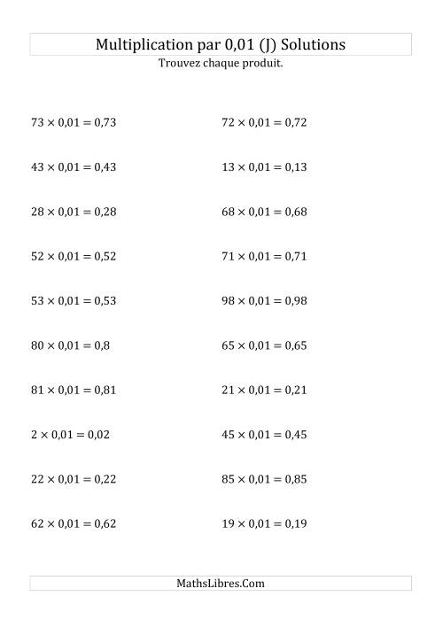 Multiplication de nombres entiers par 0,01 (J) page 2