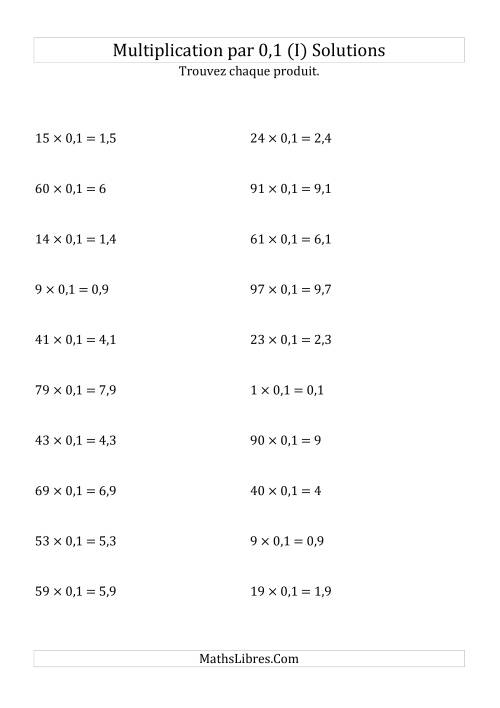 Multiplication de nombres entiers par 0,1 (I) page 2