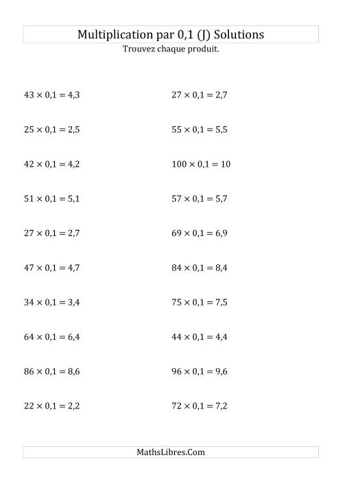 Multiplication de nombres entiers par 0,1 (J) page 2
