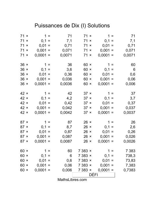 Nombres deux-chiffres multipliés par puissances négatives de dix (I) page 2