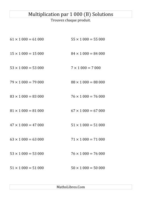 Multiplication de nombres entiers par 1000 (B) page 2