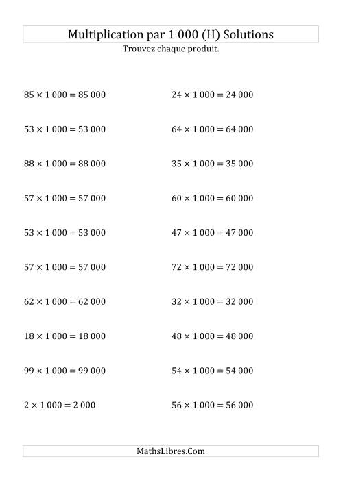 Multiplication de nombres entiers par 1000 (H) page 2