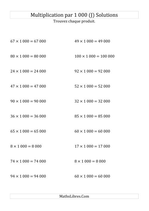 Multiplication de nombres entiers par 1000 (J) page 2