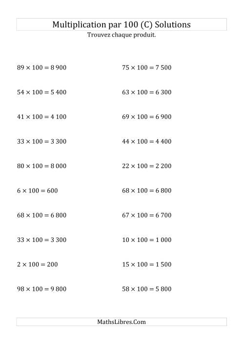 Multiplication de nombres entiers par 100 (C) page 2