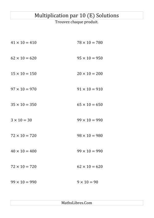 Multiplication de nombres entiers par 10 (E) page 2