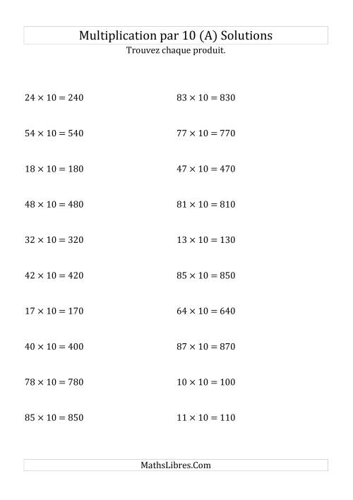 Multiplication de nombres entiers par 10 (Tout) page 2