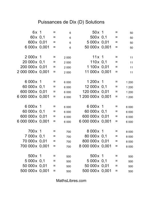 Nombres entiers multipliés par puissances négatives de dix (quotients entiers) (D) page 2
