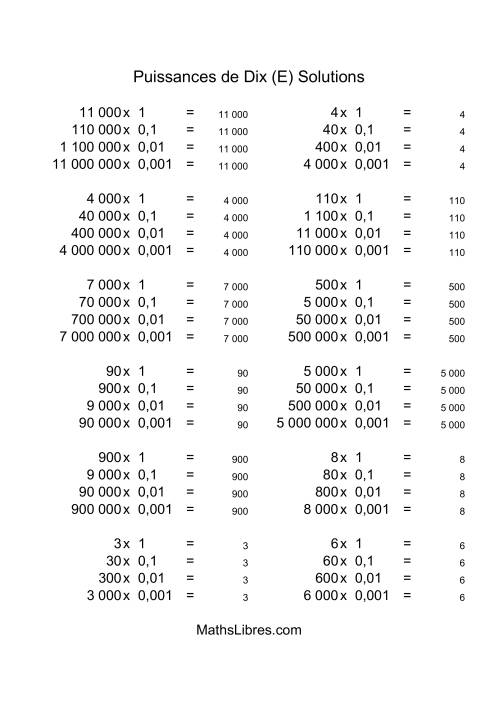 Nombres entiers multipliés par puissances négatives de dix (quotients entiers) (E) page 2