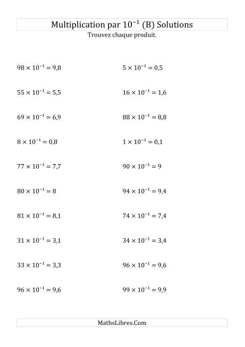 Multiplication de nombres entiers par 10⁻¹ (B) page 2