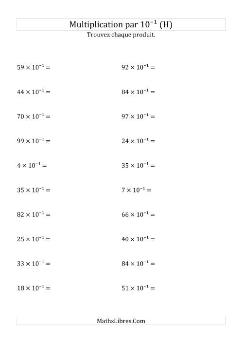 Multiplication de nombres entiers par 10⁻¹ (H)