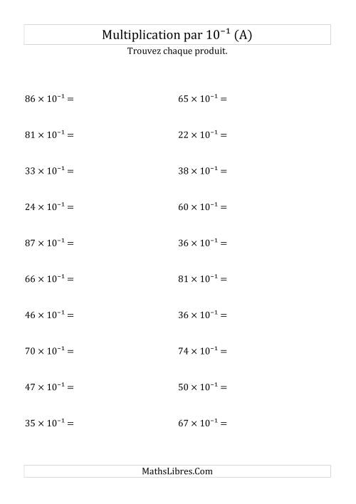 Multiplication de nombres entiers par 10⁻¹ (Tout)