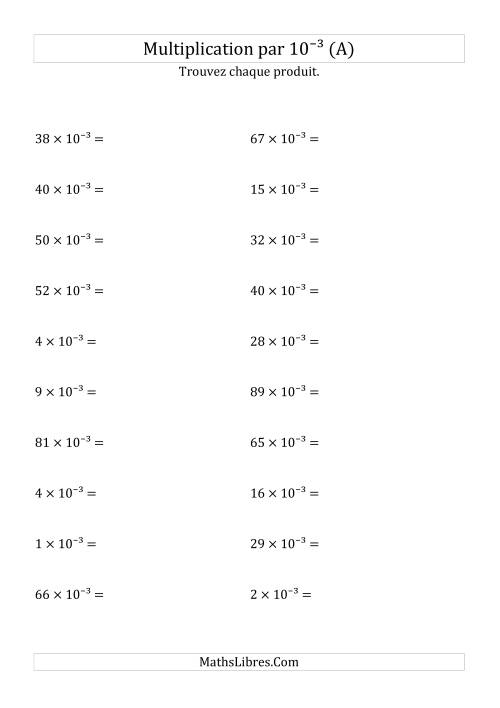 Multiplication de nombres entiers par 10⁻³ (A)