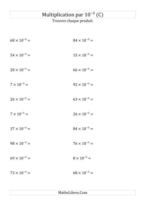 Multiplication de nombres entiers par 10⁻³ (C)