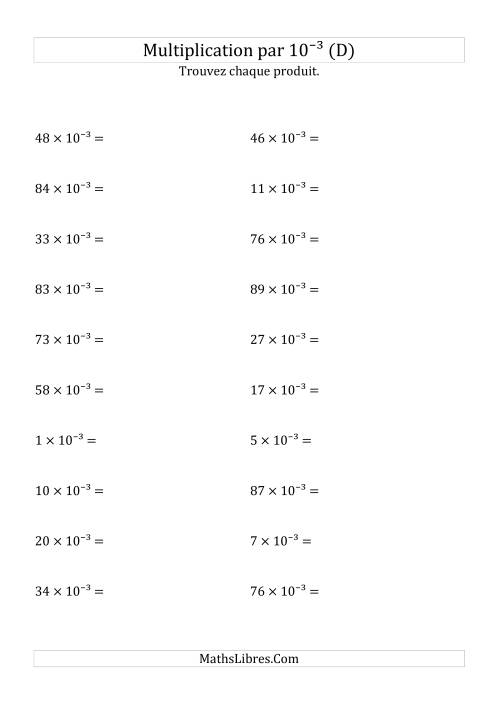 Multiplication de nombres entiers par 10⁻³ (D)