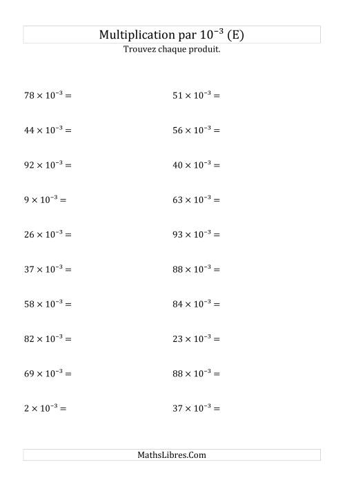 Multiplication de nombres entiers par 10⁻³ (E)