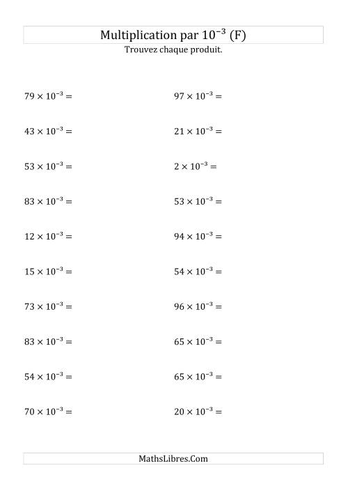 Multiplication de nombres entiers par 10⁻³ (F)