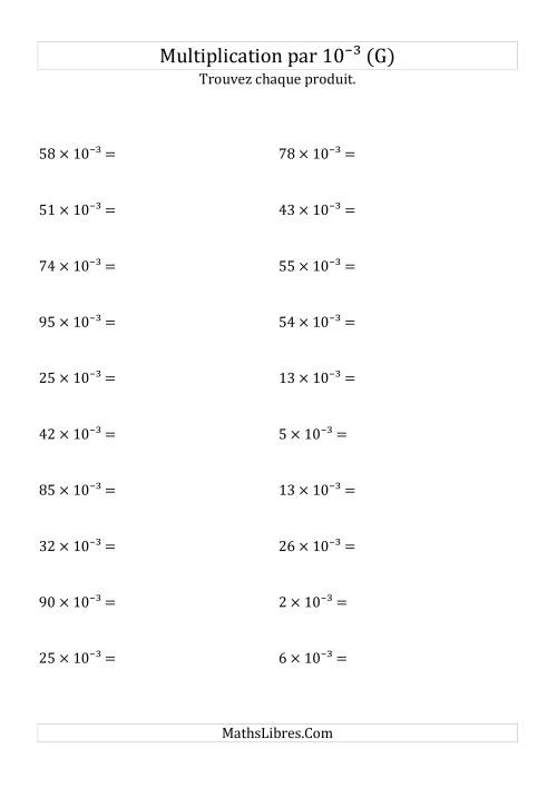 Multiplication de nombres entiers par 10⁻³ (G)
