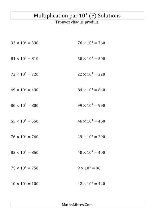 Multiplication de nombres entiers par 10¹ (F) page 2