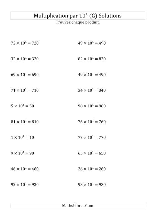 Multiplication de nombres entiers par 10¹ (G) page 2