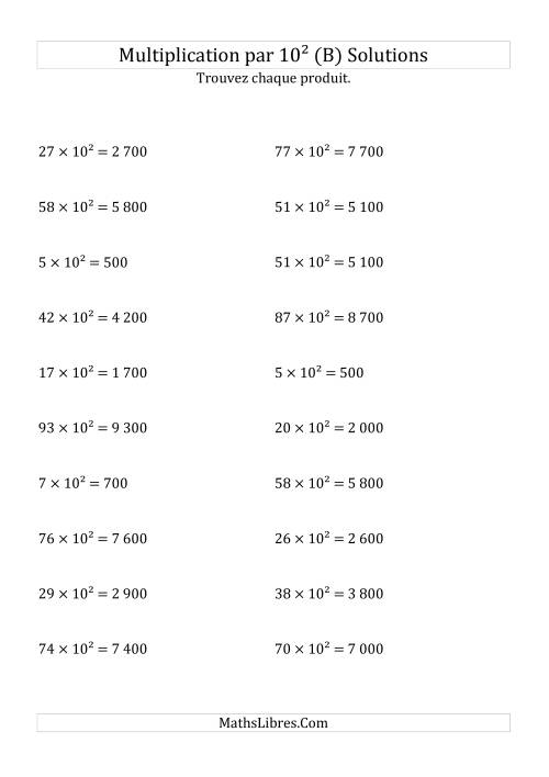 Multiplication de nombres entiers par 10² (B) page 2