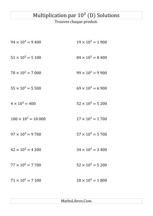 Multiplication de nombres entiers par 10² (D) page 2