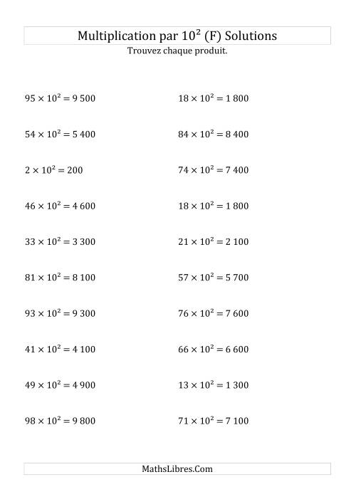 Multiplication de nombres entiers par 10² (F) page 2