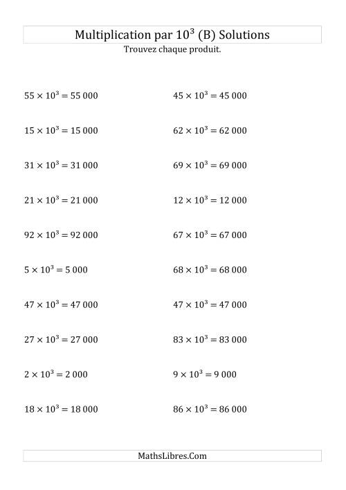 Multiplication de nombres entiers par 10¹ (B) page 2