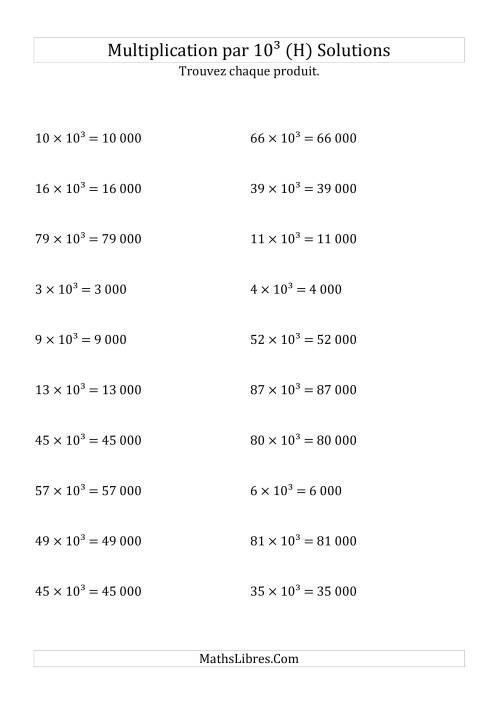 Multiplication de nombres entiers par 10¹ (H) page 2