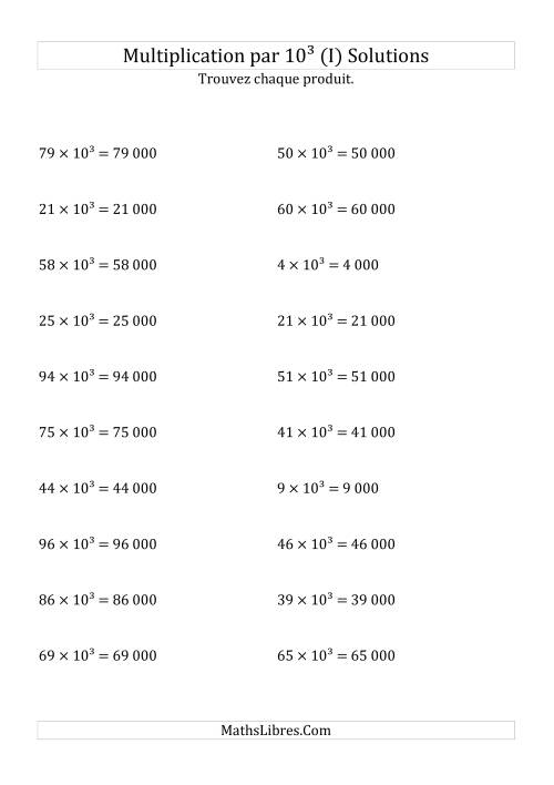 Multiplication de nombres entiers par 10¹ (I) page 2