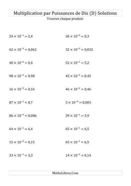 Multiplication de nombres entiers par puissances négatives (D) page 2