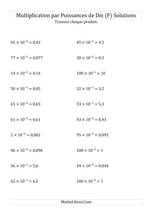 Multiplication de nombres entiers par puissances négatives (F) page 2