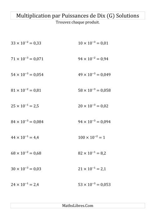 Multiplication de nombres entiers par puissances négatives (G) page 2