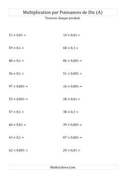 Multiplication de nombres entiers par puissances négatives de dix (forme standard)