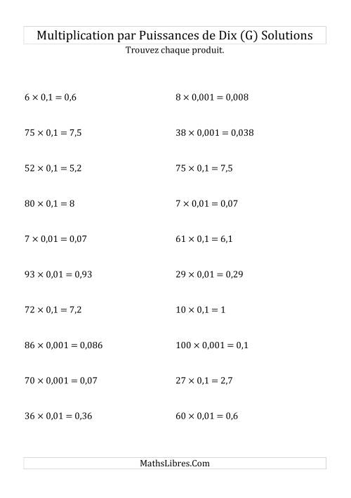Multiplication de nombres entiers par puissances négatives de dix (forme standard) (G) page 2