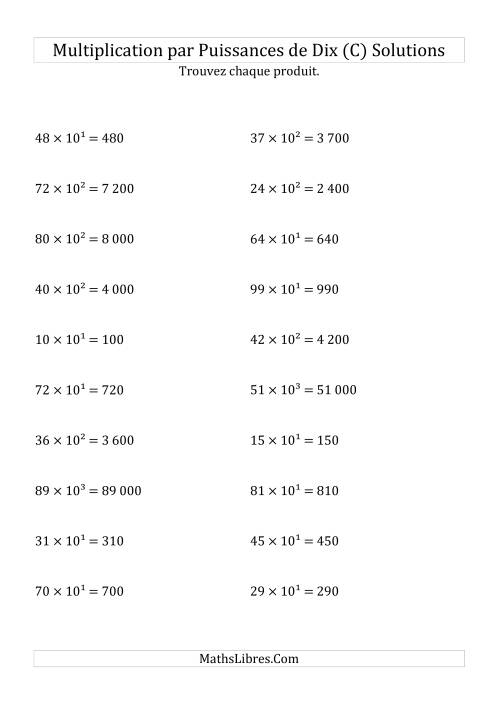 Multiplication de nombres entiers par puissances positives (C) page 2