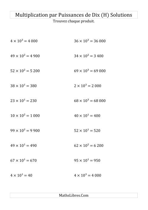 Multiplication de nombres entiers par puissances positives (H) page 2