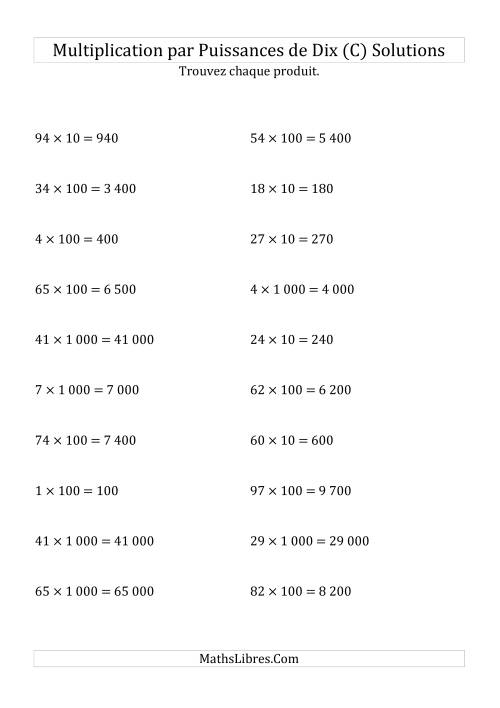 Multiplication de nombres entiers par puissances positives de dix (forme standard) (C) page 2