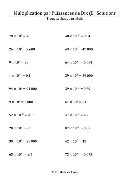 Multiplication de nombres entiers par puissances de dix (E) page 2