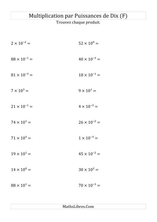 Multiplication de nombres entiers par puissances de dix (F)