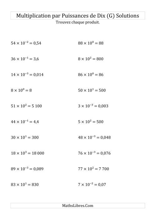 Multiplication de nombres entiers par puissances de dix (G) page 2