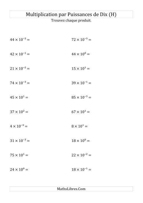 Multiplication de nombres entiers par puissances de dix (H)