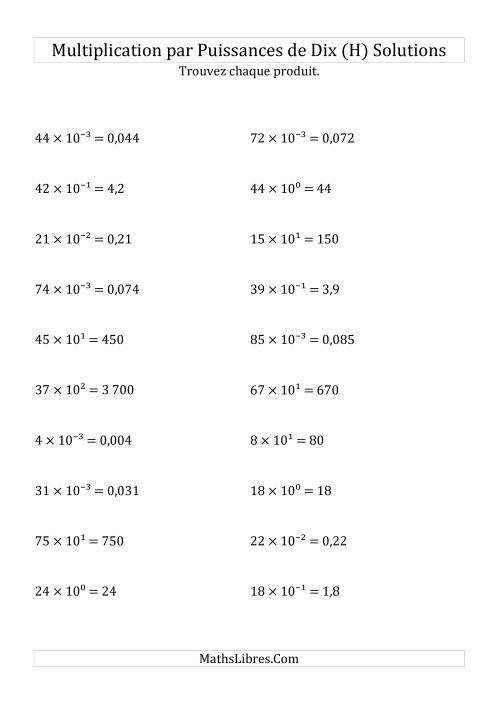Multiplication de nombres entiers par puissances de dix (H) page 2