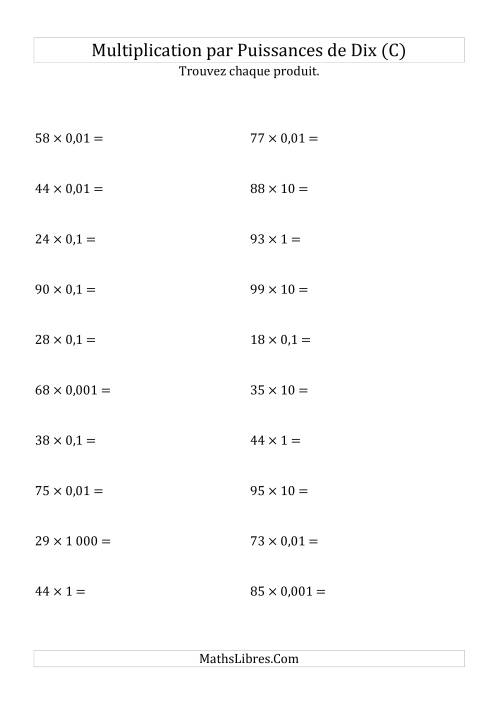 Multiplication de nombres entiers par puissances de dix (forme standard) (C)