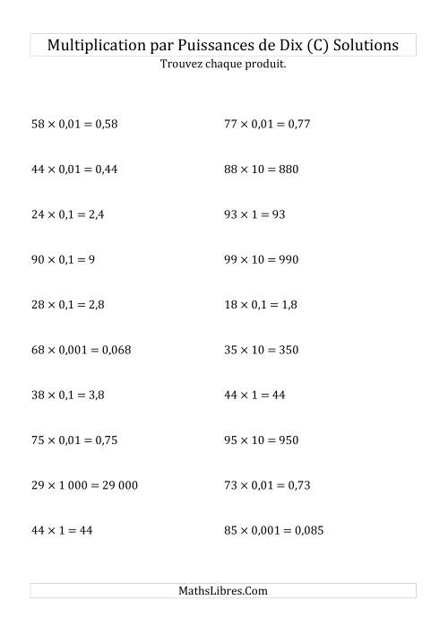 Multiplication de nombres entiers par puissances de dix (forme standard) (C) page 2