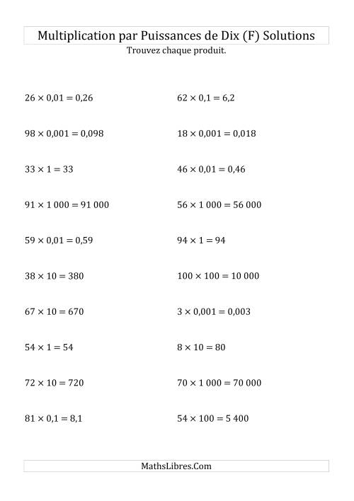 Multiplication de nombres entiers par puissances de dix (forme standard) (F) page 2
